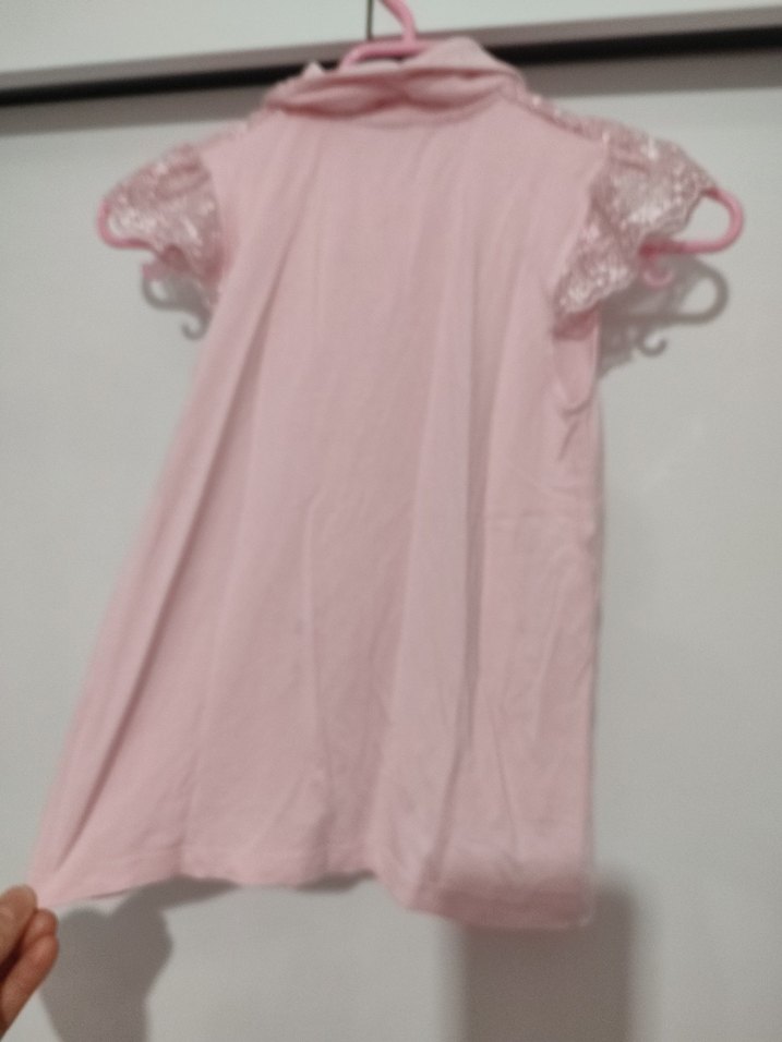 Kız Çocuk Pembe Düğmeli Kısa Kollu Gömlek - Görsel 5