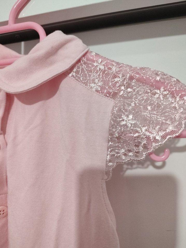 Kız Çocuk Pembe Düğmeli Kısa Kollu Gömlek - Görsel 2