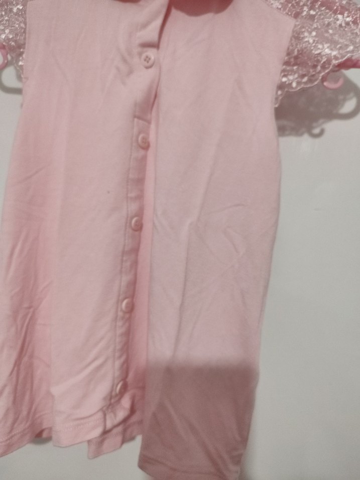 Kız Çocuk Pembe Düğmeli Kısa Kollu Gömlek - Görsel 4