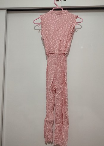 Dantel Detaylı Pembe Uzun Tulum - Görsel 6