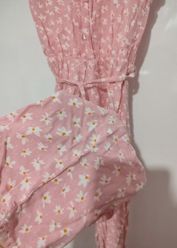 Dantel Detaylı Pembe Uzun Tulum - Görsel 2