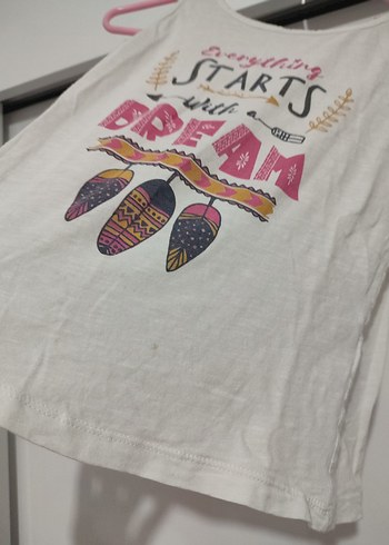 Kız Çocuk Beyaz Baskılı Askısız Tişört - Görsel 2