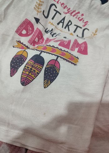 Kız Çocuk Beyaz Baskılı Askısız Tişört - Görsel 5