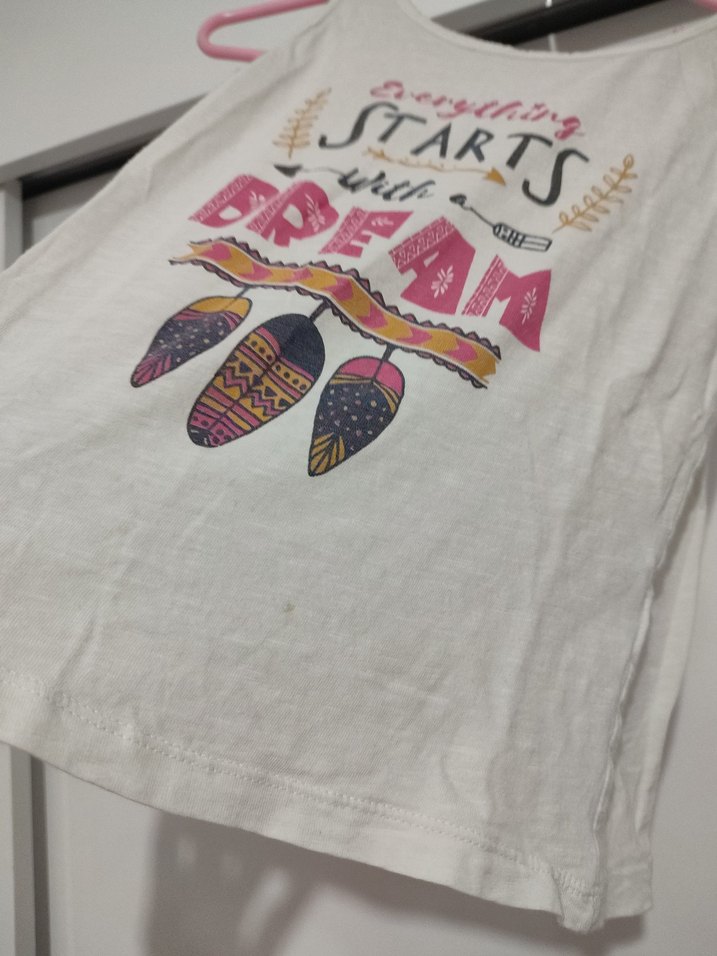 Kız Çocuk Beyaz Baskılı Askısız Tişört - Görsel 2