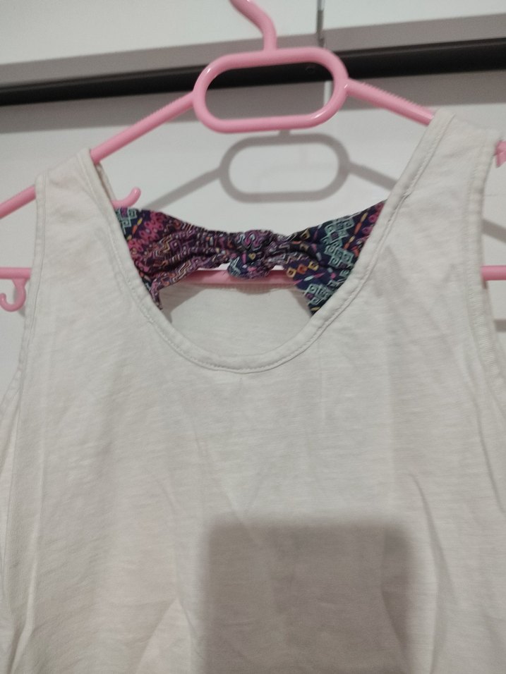 Kız Çocuk Beyaz Baskılı Askısız Tişört - Görsel 4