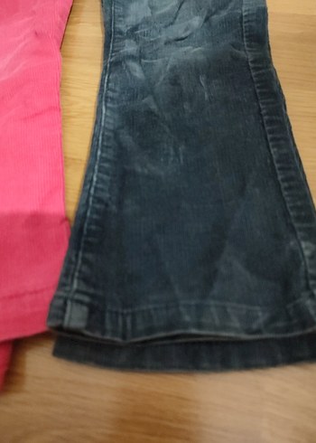 6 Yaş Beden pembe Renk Kız Çocuk Pembe ve Koyu Mavi Bol Kesim Kot Pantolon