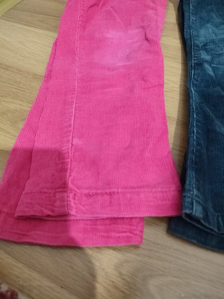 Kız Çocuk Pembe ve Koyu Mavi Bol Kesim Kot Pantolon - Görsel 3