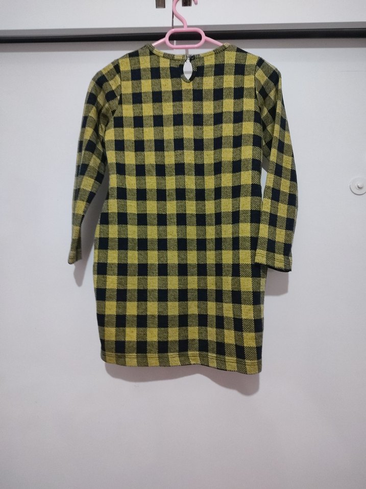 Sarı Uzun Kollu Kız Çocuk Elbise - Görsel 4