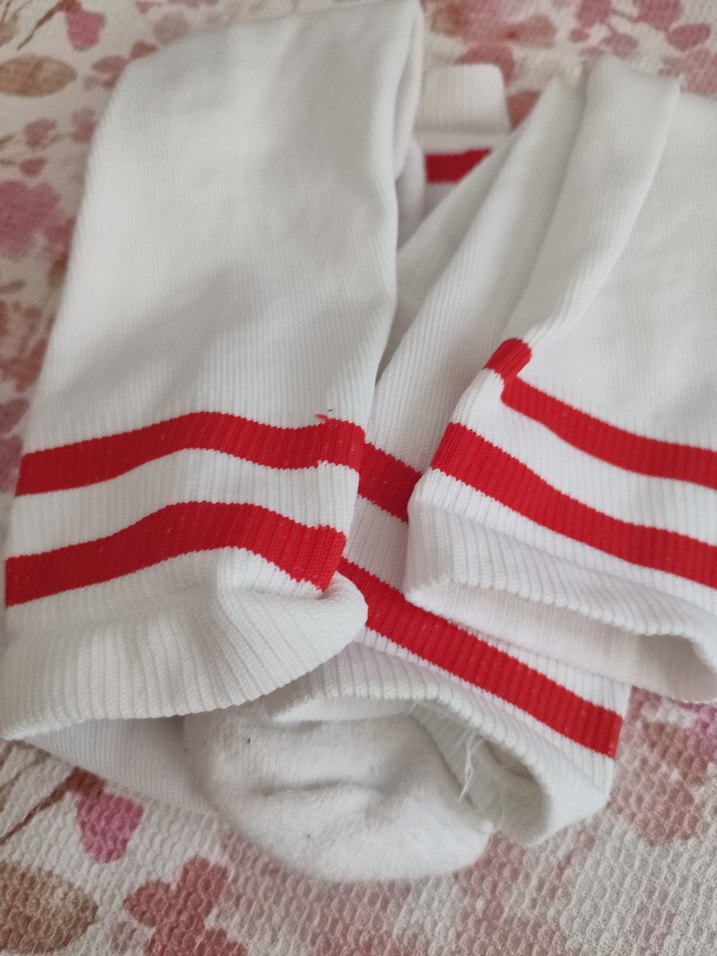 Çocuk Beyaz Çizgili Çorap - Görsel 3
