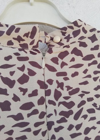 Leopar Desenli Bej Uzun Kollu Tunik - Görsel 2