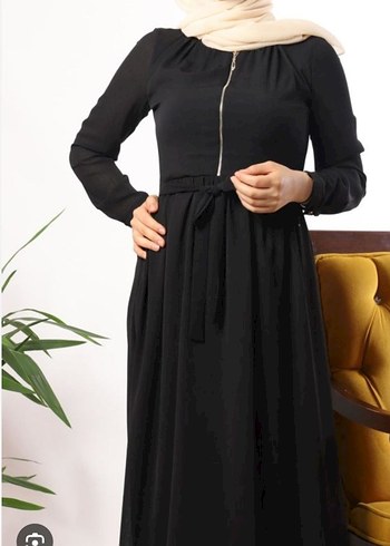 Siyah Uzun Kollu Modern Klasik Elbise - Görsel 2