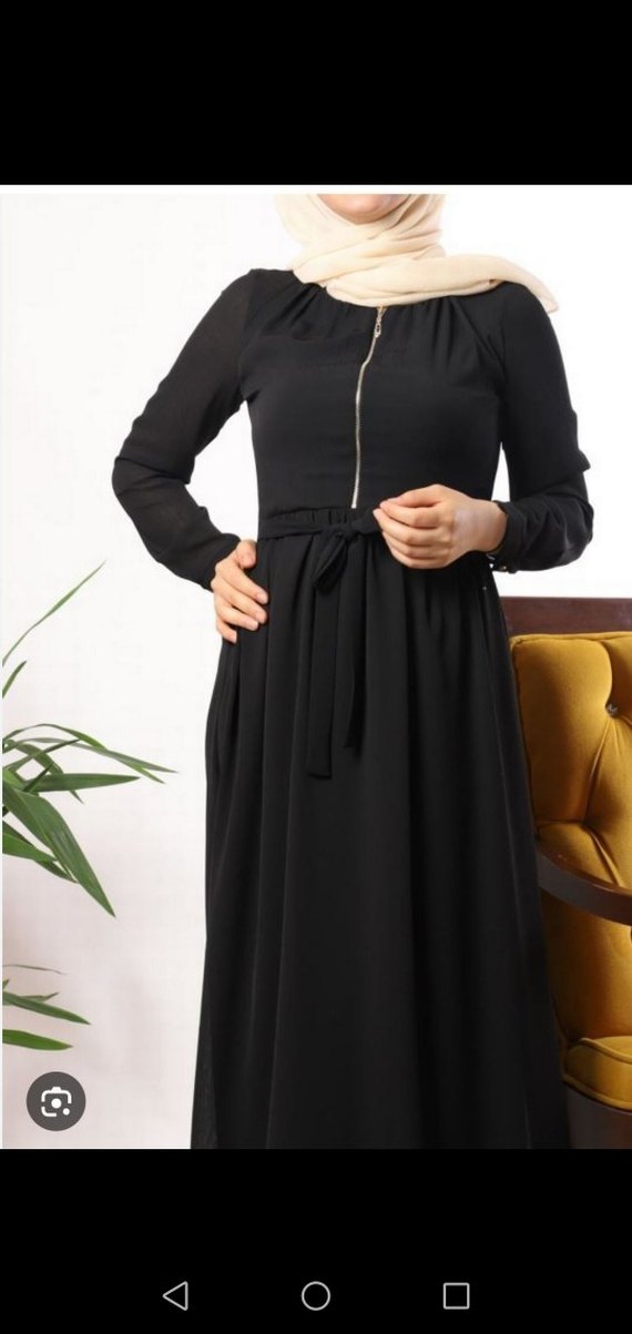 Siyah Uzun Kollu Modern Klasik Elbise - Görsel 2