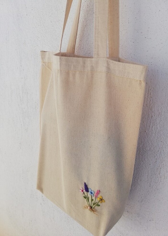 Nakış işlemeli bez çanta - Görsel 3
