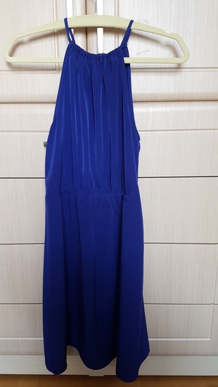Zara marka koyu saks mavisi elbise