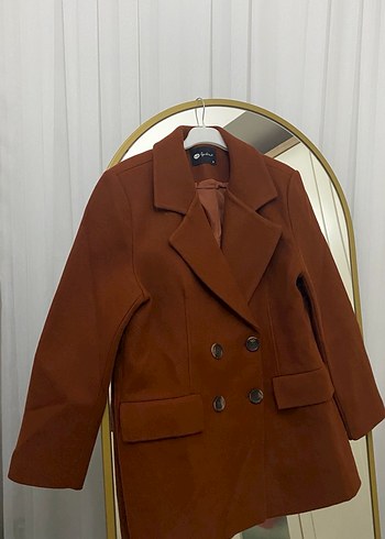 Nuuwears Düğmeli Kiremit Süet Kadın Blazer Ceket - Görsel 2