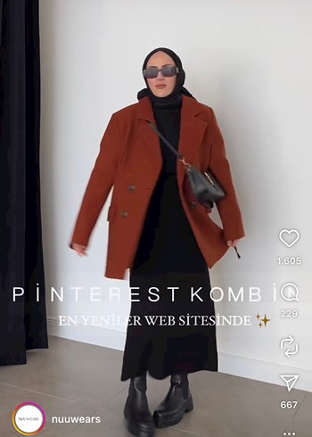 Nuuwears Düğmeli Kiremit Süet Kadın Blazer Ceket - Görsel 8