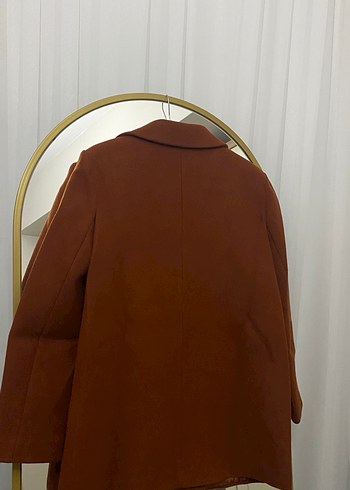 Nuuwears Düğmeli Kiremit Süet Kadın Blazer Ceket - Görsel 5