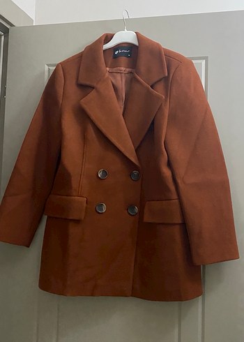 Nuuwears Düğmeli Kiremit Süet Kadın Blazer Ceket - Görsel 7