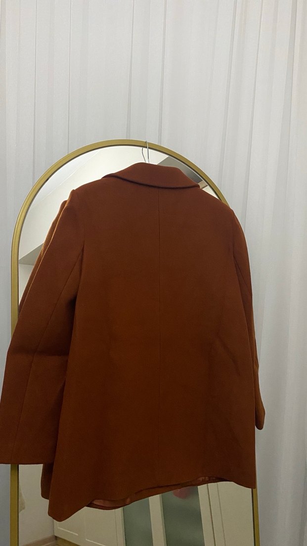 Nuuwears Düğmeli Kiremit Süet Kadın Blazer Ceket - Görsel 5