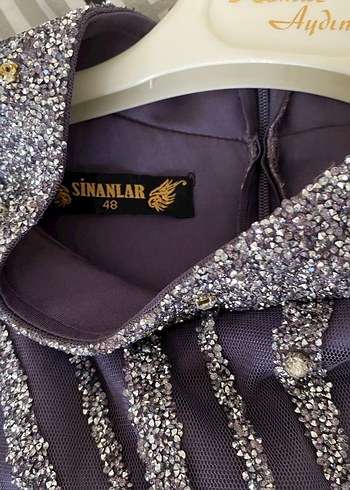 Mor Parlak Desenli Uzun Abiye Elbise - Görsel 5