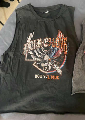 Diğer Gri Baskılı Biker Kadın Tişörtü