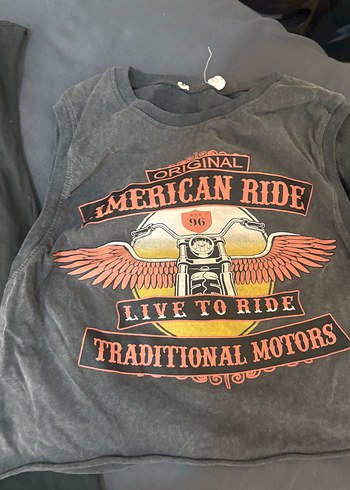 s Beden Gri Baskılı Biker Kadın Tişörtü