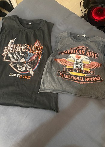 Gri Baskılı Biker Kadın Tişörtü