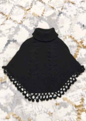 Kız Çocuk Siyah Bohem Balıkçı Yaka Panço - Görsel 2