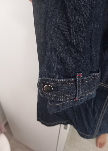 xl Beden lacivert Renk Düğmeli Lacivert Kadın Denim trençkot