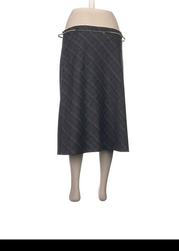 Kadın Gri Midi Kemerli Etek - Görsel 4