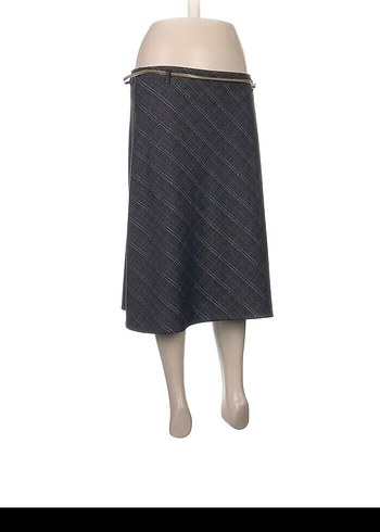 Kadın Gri Midi Kemerli Etek - Görsel 3