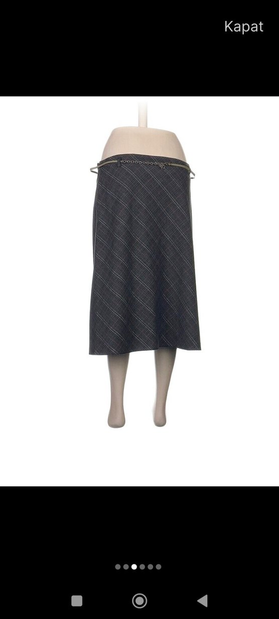 Kadın Gri Midi Kemerli Etek - Görsel 4