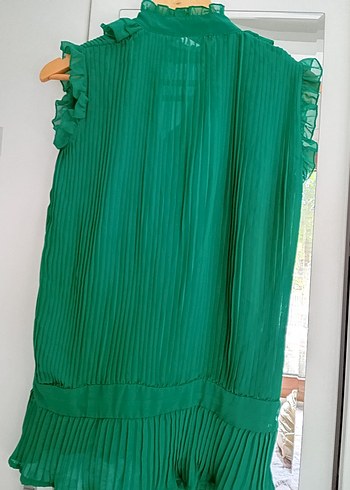 Yeşil Pliseli Bohem Kadın Bluz - Görsel 4