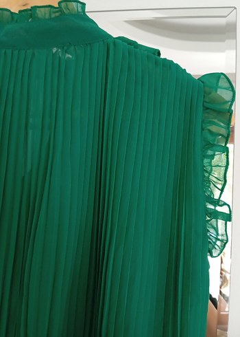 Yeşil Pliseli Bohem Kadın Bluz - Görsel 6