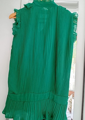 Yeşil Pliseli Bohem Kadın Bluz - Görsel 5