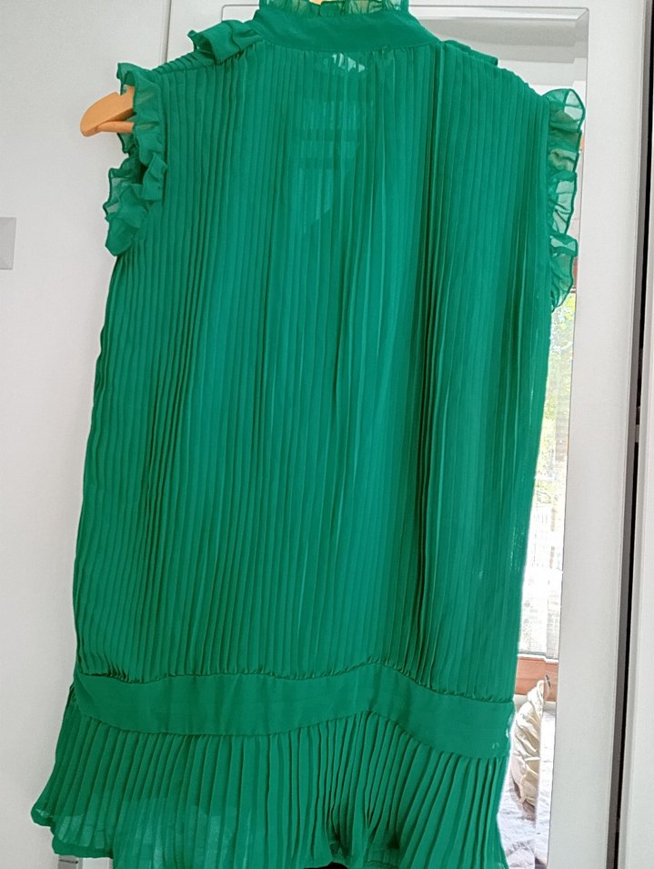 Yeşil Pliseli Bohem Kadın Bluz - Görsel 5