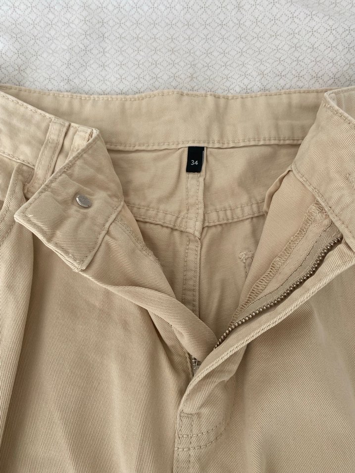 Bej Kadın Rahat Kesim Kot Pantolon - Görsel 2