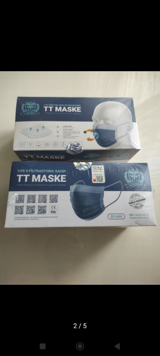 TT Maske 99.9% Filtreli  Maskesi iki kutu fiyatidir. - Görsel 2