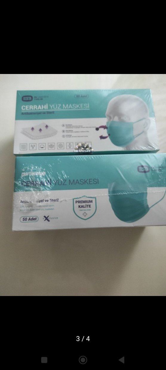 50 Adet Antibakteriyel Cerrahi Yüz Maskesi - Görsel 3