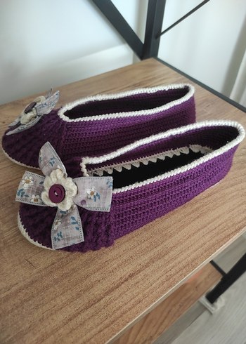 Mor Örgü cocuk Ev Terliği - Görsel 4