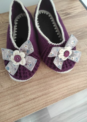 Mor Örgü cocuk Ev Terliği - Görsel 2