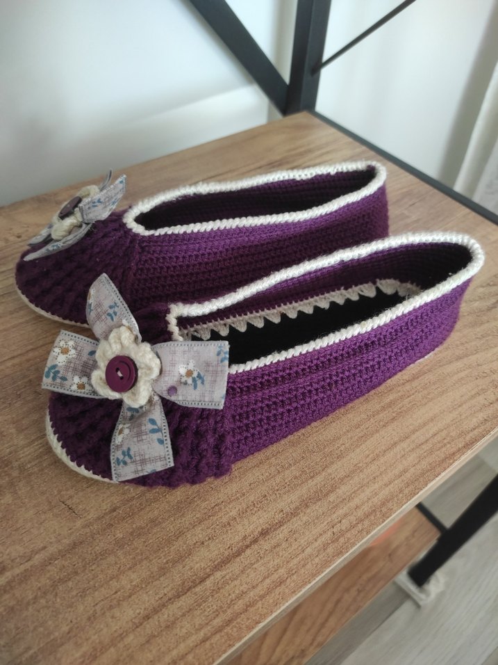 Mor Örgü cocuk Ev Terliği - Görsel 4