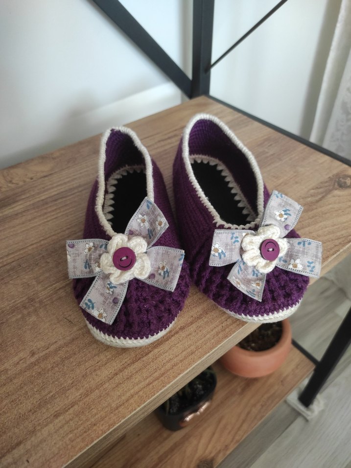 Mor Örgü cocuk Ev Terliği - Görsel 3