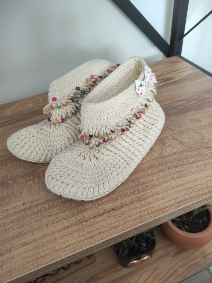 Renkli Nakışlı Örgü çocuk Terlik - Görsel 2