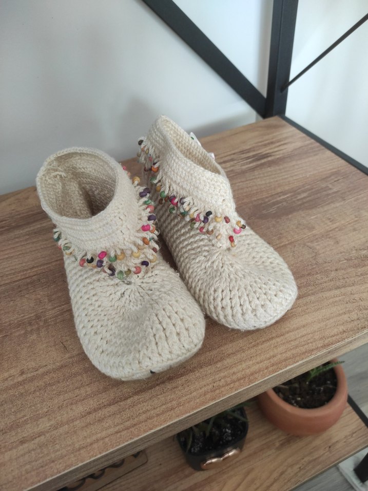 Renkli Nakışlı Örgü çocuk Terlik - Görsel 3