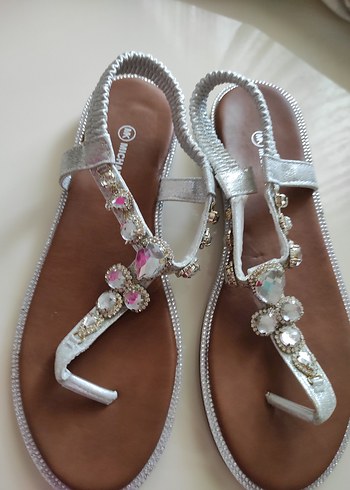 Michael Kors Michael Kors Kadın gumus Taşlı Sandalet