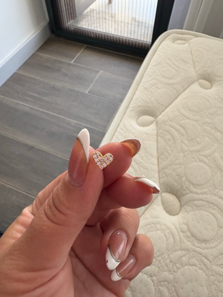 Kalp formlu taşlı piercing - Görsel 5