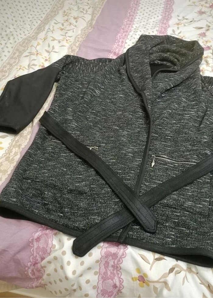 On triko kadın şal yaka süper ceket - Görsel 3