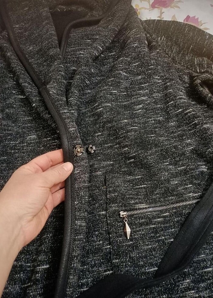 On triko kadın şal yaka süper ceket - Görsel 4