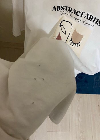 LC Waikiki Büyük Beden Kadın Beyaz Oversize Baskılı Tişört 3XL-4XL